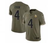 Men's Minnesota Vikings #4 Dalvin Cook 2022 Olive Salute To Service Limited Stitched Jersey