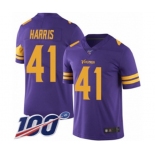 Men's Minnesota Vikings #41 Anthony Harris Limited Purple Rush Vapor Untouchable 100th Season Football Jersey