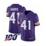 Men's Minnesota Vikings #41 Anthony Harris Purple Team Color Vapor Untouchable Limited Player 100th Season Football Jersey