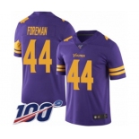 Men's Minnesota Vikings #44 Chuck Foreman Limited Purple Rush Vapor Untouchable 100th Season Football Jersey