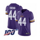 Men's Minnesota Vikings #44 Chuck Foreman Purple Team Color Vapor Untouchable Limited Player 100th Season Football Jersey