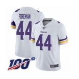 Men's Minnesota Vikings #44 Chuck Foreman White Vapor Untouchable Limited Player 100th Season Football Jersey