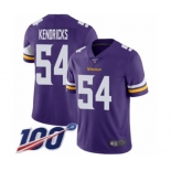 Men's Minnesota Vikings #54 Eric Kendricks Purple Team Color Vapor Untouchable Limited Player 100th Season Football Jersey