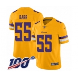 Men's Minnesota Vikings #55 Anthony Barr Limited Gold Inverted Legend 100th Season Football Jersey