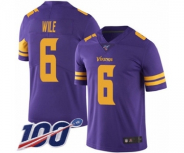 Men's Minnesota Vikings #6 Matt Wile Limited Purple Rush Vapor Untouchable 100th Season Football Jersey