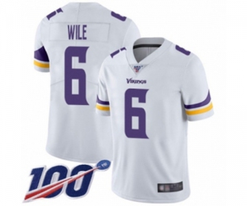 Men's Minnesota Vikings #6 Matt Wile White Vapor Untouchable Limited Player 100th Season Football Jersey