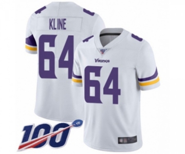 Men's Minnesota Vikings #64 Josh Kline White Vapor Untouchable Limited Player 100th Season Football Jersey