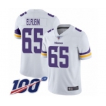 Men's Minnesota Vikings #65 Pat Elflein White Vapor Untouchable Limited Player 100th Season Football Jersey