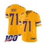 Men's Minnesota Vikings #71 Riley Reiff Limited Gold Inverted Legend 100th Season Football Jersey