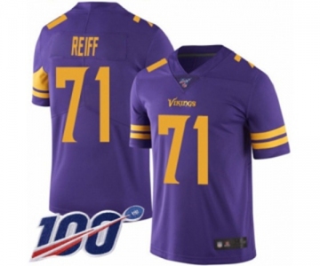 Men's Minnesota Vikings #71 Riley Reiff Limited Purple Rush Vapor Untouchable 100th Season Football Jersey