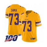 Men's Minnesota Vikings #73 Dru Samia Limited Gold Inverted Legend 100th Season Football Jersey