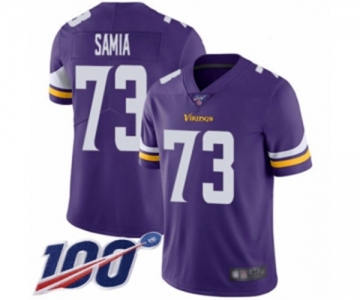 Men's Minnesota Vikings #73 Dru Samia Purple Team Color Vapor Untouchable Limited Player 100th Season Football Jersey