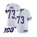 Men's Minnesota Vikings #73 Dru Samia White Vapor Untouchable Limited Player 100th Season Football Jersey