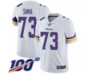 Men's Minnesota Vikings #73 Dru Samia White Vapor Untouchable Limited Player 100th Season Football Jersey