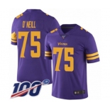 Men's Minnesota Vikings #75 Brian O'Neill Limited Purple Rush Vapor Untouchable 100th Season Football Jersey