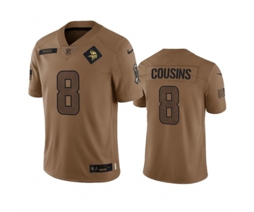 Men's Minnesota Vikings #8 Kirk Cousins 2023 Brown Salute To Service Limited Football Stitched Jersey