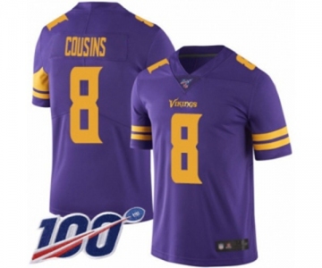 Men's Minnesota Vikings #8 Kirk Cousins Limited Purple Rush Vapor Untouchable 100th Season Football Jersey