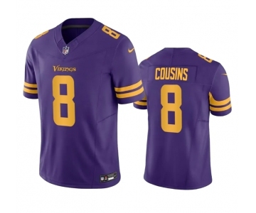 Men's Minnesota Vikings #8 Kirk Cousins Purple 2023 F.U.S.E. Color Rush Stitched Jersey