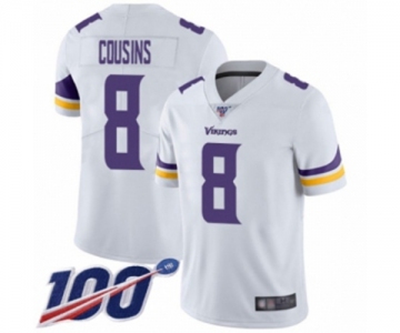 Men's Minnesota Vikings #8 Kirk Cousins White Vapor Untouchable Limited Player 100th Season Football Jersey