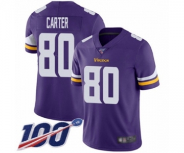 Men's Minnesota Vikings #80 Cris Carter Purple Team Color Vapor Untouchable Limited Player 100th Season Football Jersey