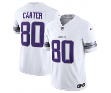 Men's Minnesota Vikings #80 Cris Carter White F.U.S.E. Winter Warrior Limited Football Stitched Jersey