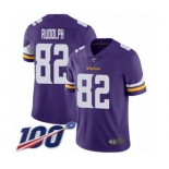 Men's Minnesota Vikings #82 Kyle Rudolph Purple Team Color Vapor Untouchable Limited Player 100th Season Football Jersey