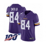 Men's Minnesota Vikings #84 Irv Smith Jr. Purple Team Color Vapor Untouchable Limited Player 100th Season Football Jersey