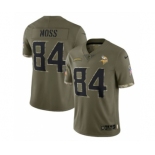 Men's Minnesota Vikings #84 Randy Moss 2022 Olive Salute To Service Limited Stitched Jersey