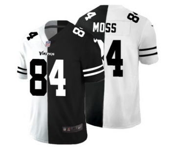 Men's Minnesota Vikings #84 Randy Moss Black V White Peace Split Vapor Untouchable Limited Football Jersey