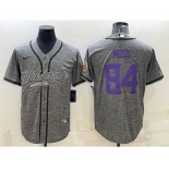 Men's Minnesota Vikings #84 Randy Moss Grey Gridiron With Patch Cool Base Stitched Baseball Jersey