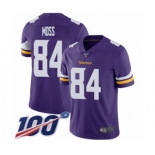 Men's Minnesota Vikings #84 Randy Moss Purple Team Color Vapor Untouchable Limited Player 100th Season Football Jersey