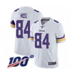 Men's Minnesota Vikings #84 Randy Moss White Vapor Untouchable Limited Player 100th Season Football Jersey