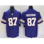 Men's Minnesota Vikings #87 TJ Hockenson Purple 2023 FUSE Vapor Limited Throwback Stitched Jersey