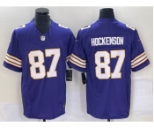 Men's Minnesota Vikings #87 TJ Hockenson Purple 2023 FUSE Vapor Limited Throwback Stitched Jersey