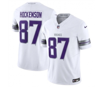 Men's Minnesota Vikings #87 T.J. Hockenson White F.U.S.E. Winter Warrior Limited Football Stitched Jersey