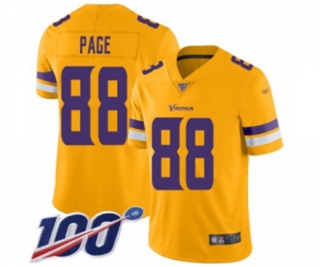 Men's Minnesota Vikings #88 Alan Page Limited Gold Inverted Legend 100th Season Football Jersey