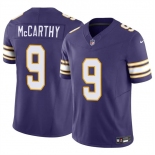 Men's Minnesota Vikings #9 J.J. McCarthy Purple 2024 Draft F.U.S.E. Throwback Vapor Untouchable Limited Football Stitched Jersey