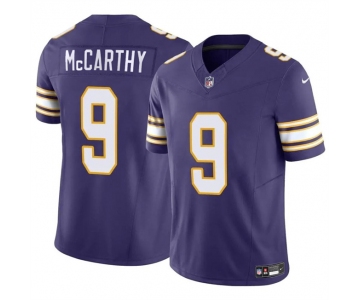 Men's Minnesota Vikings #9 J.J. McCarthy Purple 2024 Draft F.U.S.E. Throwback Vapor Untouchable Limited Football Stitched Jersey