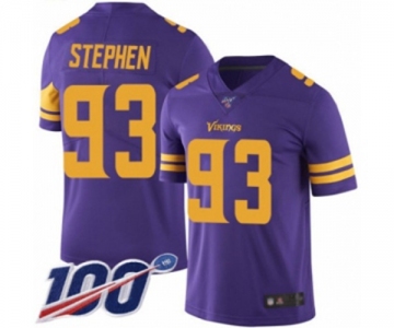 Men's Minnesota Vikings #93 Shamar Stephen Limited Purple Rush Vapor Untouchable 100th Season Football Jersey