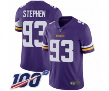 Men's Minnesota Vikings #93 Shamar Stephen Purple Team Color Vapor Untouchable Limited Player 100th Season Football Jersey