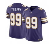 Men's Minnesota Vikings #99 Jerry Tillery Purple 2023 F.U.S.E. Throwback Vapor Untouchable Limited Football Stitched Jersey