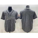 Men's Minnesota Vikings Blank Gray With Patch Cool Base Stitched Baseball Jersey