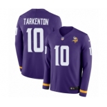 Men's Nike Minnesota Vikings #10 Fran Tarkenton Limited Purple Therma Long Sleeve NFL Jersey