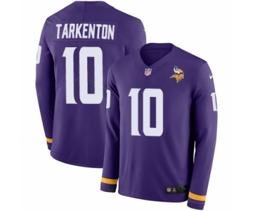 Men's Nike Minnesota Vikings #10 Fran Tarkenton Limited Purple Therma Long Sleeve NFL Jersey