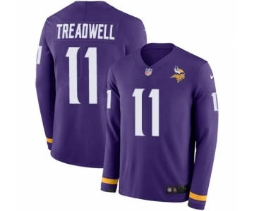 Men's Nike Minnesota Vikings #11 Laquon Treadwell Limited Purple Therma Long Sleeve NFL Jersey