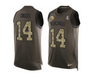 Men's Nike Minnesota Vikings #14 Stefon Diggs Limited Green Salute to Service Tank Top NFL Jersey