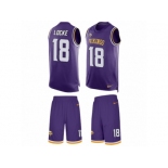 Men's Nike Minnesota Vikings #18 Jeff Locke Limited Purple Tank Top Suit NFL Jersey