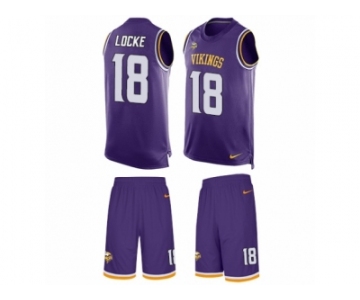 Men's Nike Minnesota Vikings #18 Jeff Locke Limited Purple Tank Top Suit NFL Jersey