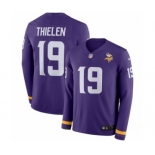 Men's Nike Minnesota Vikings #19 Adam Thielen Limited Purple Therma Long Sleeve NFL Jersey