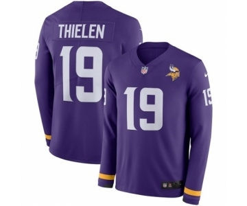 Men's Nike Minnesota Vikings #19 Adam Thielen Limited Purple Therma Long Sleeve NFL Jersey